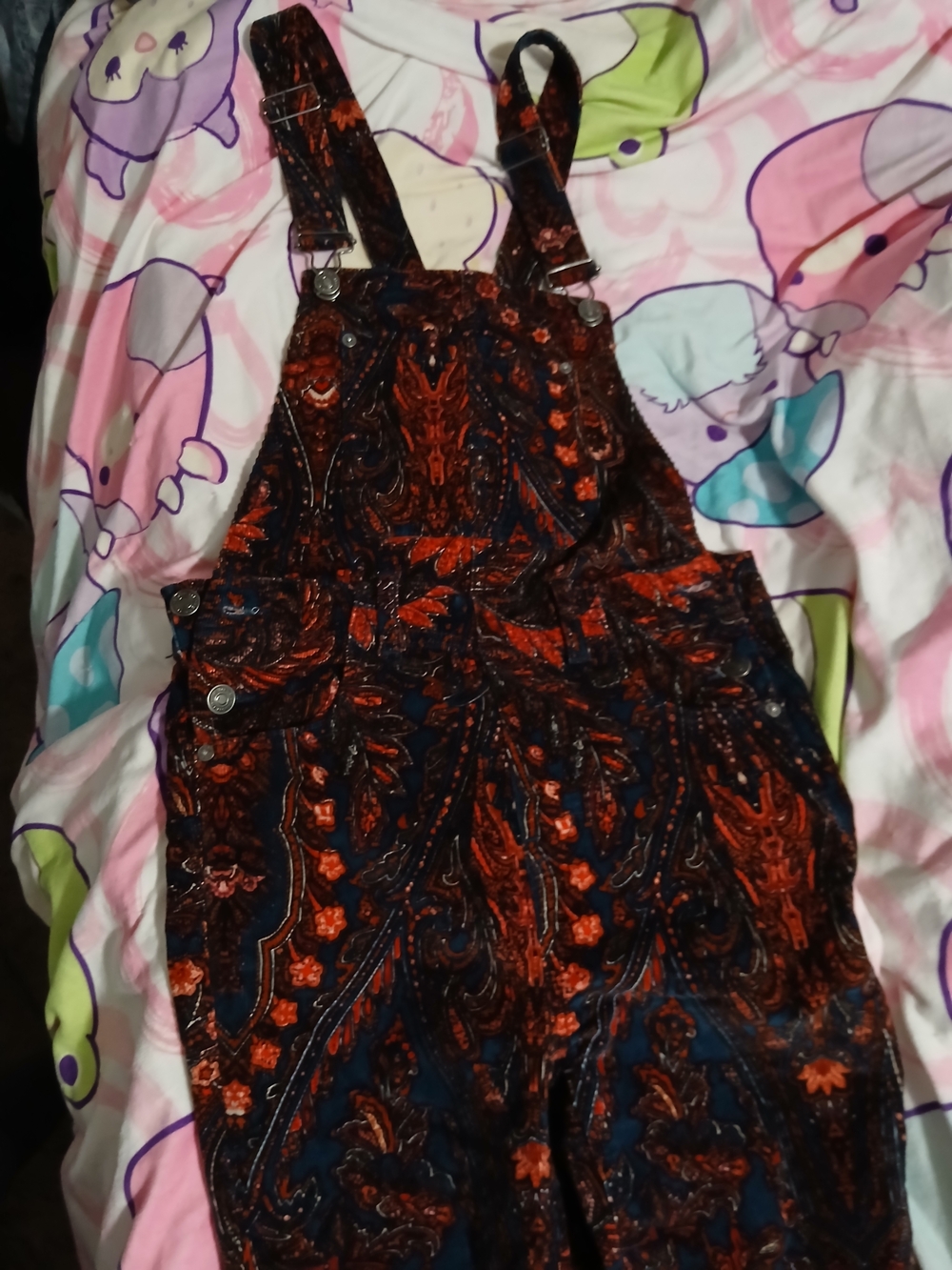 We The Free Navy and Rust Paisley Overalls
